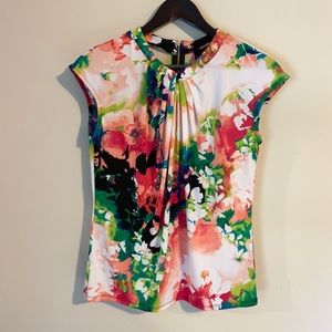 Worthington Colorful Floral Sleeveless Top